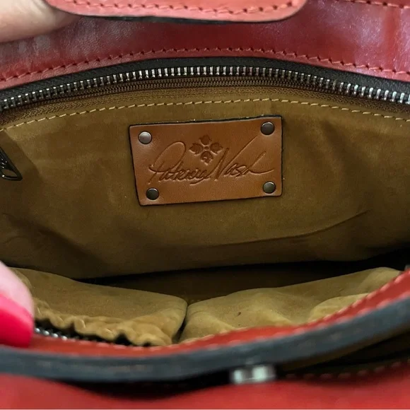 Patricia Nash Rienzo Red Tooled Leather Shoulder Bag